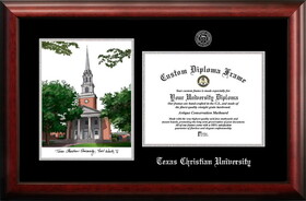 Campus Images TX949LSED-1185 Texas Christian University 11w x 8.5h Silver Embossed Diploma Frame with Campus Images Lithograph