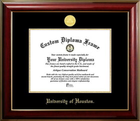 Campus Images TX954CMGTGED-1411 University of Houston Cougars 14w x 11h Classic Mahogany Gold Embossed Diploma Frame