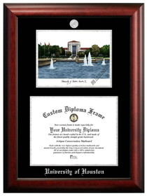 Campus Images TX954LSED-1411 University of Houston 14w x 11h Silver Embossed Diploma Frame with Campus Images Lithograph