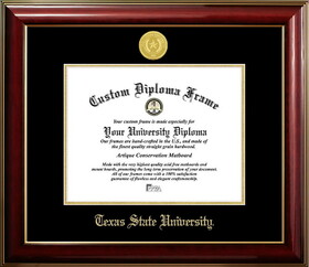 Campus Images TX956CMGTGED-1411 Texas State Bobcats 14w x 11h Classic Mahogany Gold Embossed Diploma Frame