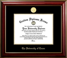 Campus Images TX959CMGTGED-1411 University of Texas, Austin Longhorns 14w x 11h Classic Mahogany Gold Embossed Diploma Frame