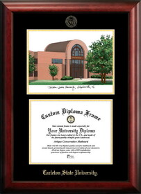 Campus Images TX968LGED-1411 Tarleton State University 14w x 11h Gold Embossed Diploma Frame with Campus Images Lithograph