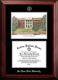 Campus Images TX984LSED-1185 Sul Ross State University 11w x 8.5h Silver Embossed Diploma Frame with Campus Images Lithograph