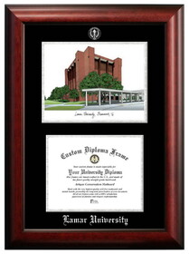 Campus Images TX994LSED-1411 Lamar University 14w x 11h Silver Embossed Diploma Frame with Campus Images Lithograph
