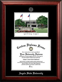 Campus Images TX999LSED-1411 Angelo State University 14w x 11h Silver Embossed Diploma Frame with Campus Images Lithograph