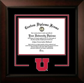 Campus Images UT995LBCSD-1185 Utah Utes 11w x 8.5h Legacy Black Cherry Spirit Logo Diploma Frame