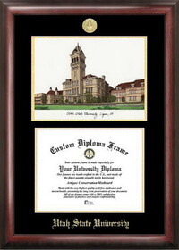 Campus Images UT997LGED Utah State University Gold Embossed Diploma Frame with Campus Images Lithograph