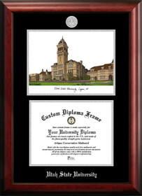 Campus Images UT997LSED-1185 Utah State University 11w x 8.5h Silver Embossed Diploma Frame with Campus Images Lithograph