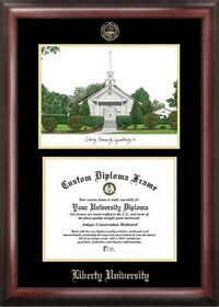 Campus Images VA989LGED Liberty University Gold embossed diploma frame with Campus Images lithograph