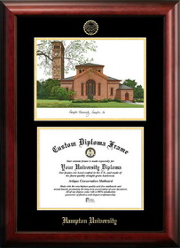 Campus Images VA990LGED-1185 Hampton University 11w x 8.5h Gold Embossed Diploma Frame with Campus Images Lithograph
