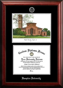 Campus Images VA990LSED-1185 Hampton University 11w x 8.5h Silver Embossed Diploma Frame with Campus Images Lithograph
