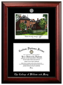 Campus Images VA991LSED-1310 College of William and Mary 13w x 10h Silver Embossed Diploma Frame with Campus Images Lithograph