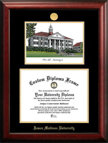 Campus Images VA994LGED James Madison University Gold embossed diploma frame with Campus Images lithograph