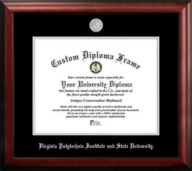 Campus Images VA999SED-155135 Virginia Tech 15.5w x 13.5h Silver Embossed Diploma Frame