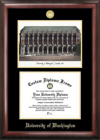 Campus Images WA995LGED University of Washington Gold embossed diploma frame with Campus Images lithograph