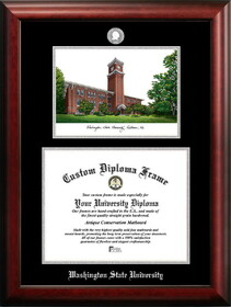 Campus Images WA996LSED-1411 Washington State University 14w x 11h Silver Embossed Diploma Frame with Campus Images Lithograph