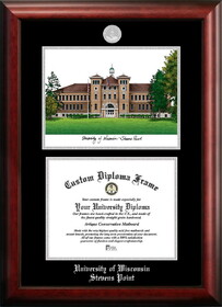 Campus Images WI993LSED-108 University of Wisconsin- Stevens Point 10w x 8h Silver Embossed Diploma Frame with Campus Images Lithograph