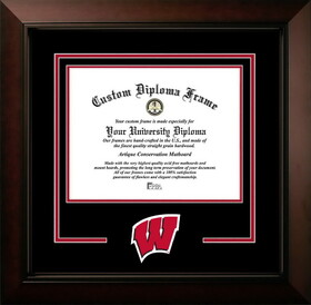 Campus Images WI995LBCSD-108 Wisconsin Badgers 10w x 8h Legacy Black Cherry Spirit Logo Diploma Frame