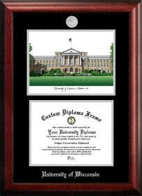 Campus Images WI995LSED-108 University of Wisconsin - Madison 10w x 8h Silver Embossed Diploma Frame with Campus Images Lithograph