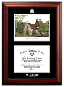 Campus Images WI999LSED-129 Marquette University 12w x 9h Silver Embossed Diploma Frame with Campus Images Lithograph