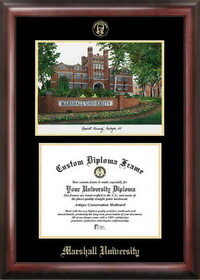 Campus Images WV999LGED Marshall University Gold embossed diploma frame with Campus Images lithograph