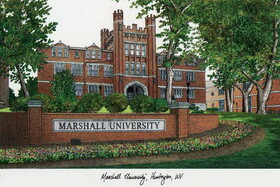 Campus Images WV999MBSGED1185 Marshall University 11w x 8.5h Manhattan Black Single Mat Gold Embossed Diploma Frame with Bonus Campus Images Lithograph