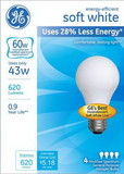 Ge Lighting A Savant 276596 Ge Energy Efficient 43W Sw 4Pk
