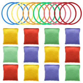 Muka 12 PCS Cornhole Bean Bags Carnival Game Sets, Bean Bags & Plastic Rings for Party Garden Outdoor Toss Game Supplies