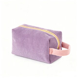 Muka Large Capacity Corduroy Makeup Bag with Handle for Women, Cosmetic Organizer for Lipstick, Coins