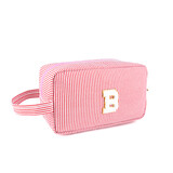 Muka Monogram Striped Cosmetic Bag, Initial Pouch for Women Girls, Travel Toiletry Organizer, Ideal Present