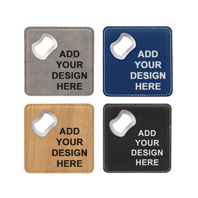 Muka Custom Leather Drink Coasters with Built-in Bottle Opener, Personalized Coasters for Drink, Bottle Cap Bottle Opener