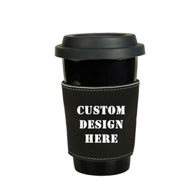 Muka Custom Cup Sleeve, Reusable Leather Holder for Coffee, Beverage, Mugs