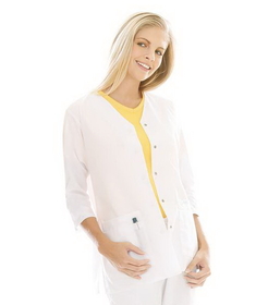 Landau 8401 Women's 3/4 Sleeve Tunic/Jacket (color,size: White,5XL)
