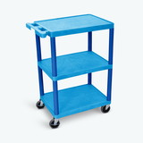 Luxor BUSTC222BU Flat Shelf Cart - Three Shelves