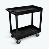 Luxor EC11SP5-B 32" x 18" Cart - Two Tub Shelf with 5" Casters