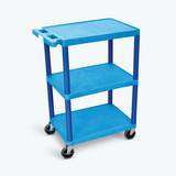 Luxor HE34-BU Utility Cart - 3 Shelves Structural Foam Plastic