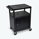 Luxor LP34CE-B 34"H AV Cart - 3 Shelves Cabinet Electric