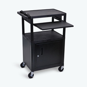 Luxor LP42CLE-B 42&quot;H AV Cart - 3 Shelves Cabinet Front Pullout Shelf
