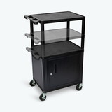 Luxor LPDUOC-B Multi-Height AV Cart - Three Shelves Cabinet