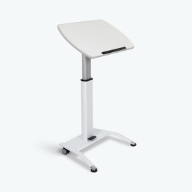 Luxor LX-PNADJ-WH Pneumatic Adjustable-Height Lectern / Mobile Standing Desk - White