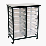 Luxor MBS-DR-8S4L-CL Mobile Bin Storage Unit - Double Row with Large and Small Clear Bins