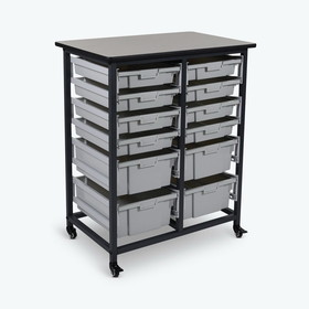 Luxor MBS-DR-8S4L Mobile Bin Storage Unit - Double Row with Large and Small Gray Bins