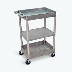 LUXOR STC121-B Top/Bottom Tub and Flat Middle Shelf Cart