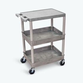 Luxor STC211-G Flat Top and Tub Middle/Bottom Shelf Cart