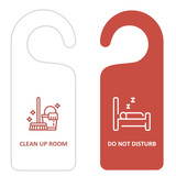 TOPTIE Door Hanger Sign Do Not Disturb Knob Sign Clean Up Room Door Knob Hanger Sign for Hotel Office, Double Sided, Red&White