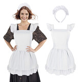TOPTIE Vintage White Apron for Women, Christmas Cotton Kitchen Aprons, Great for Cooking Working