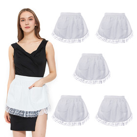 TOPTIE 6 PCS Waist Aprons with Two Pockets, Christmas Lace Aprons for Women, Cotton Cooking Aprons