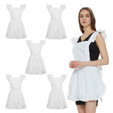 TOPTIE 6 PCS Retro Adjustable Ruffle Aprons, Christmas Cosplay Costume for Cooking Baking Cleaning