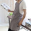 TOPTIE Cross Back Kitchen Apron with Two Pockets for Men, Cotton Linen Christmas Apron - Gray
