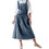 TOPTIE Women's Cotton Cross Back Chef Apron, Halloween Dress with Two Pockets and Waist Ties Blue